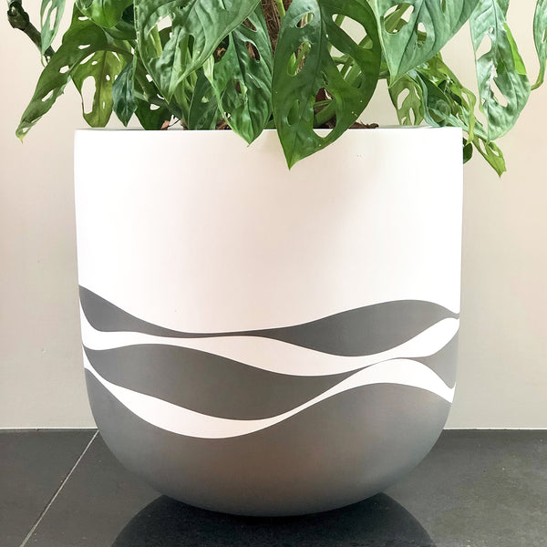 Medium Waves Plant Pot in Charcoal