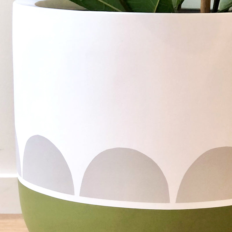Medium Dipped Bloom Plant Pot in Olive Green & Dove Grey