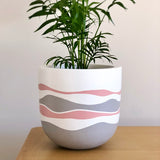 Small Plant Pot with our High Tide Design in Pink & Grey