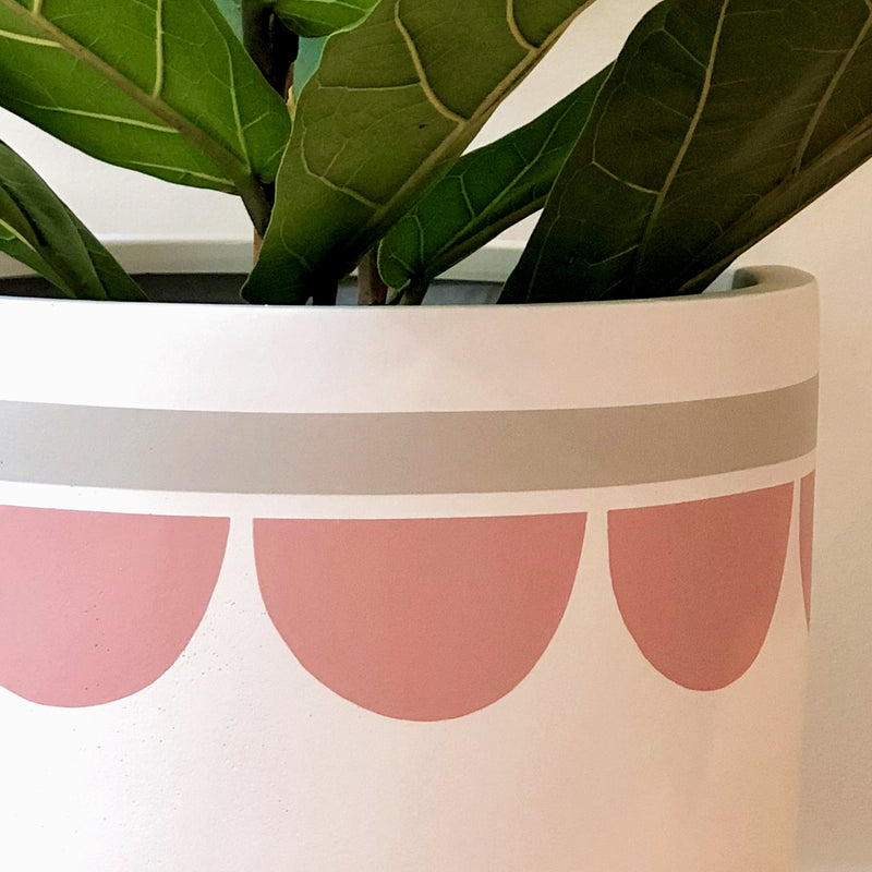 Medium Bloom Plant Pot in Pink and Dove Grey