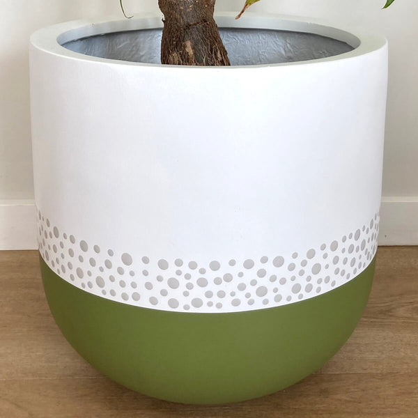 Medium Dotti Plant Pot in Olive Green & Dove Grey