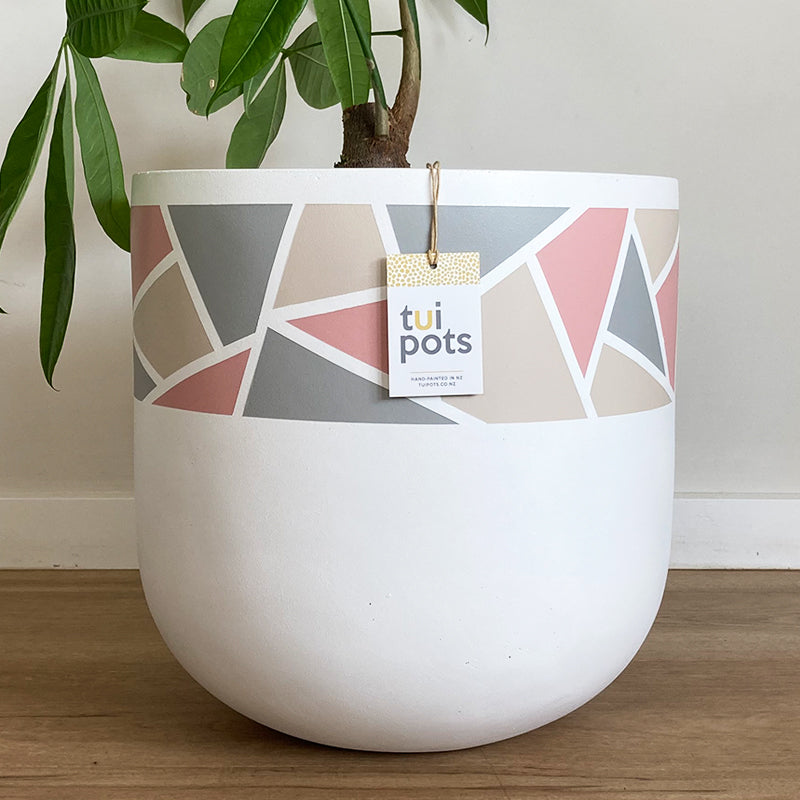 Small Mosaic Plant Pot in Pink, Grey & Beige