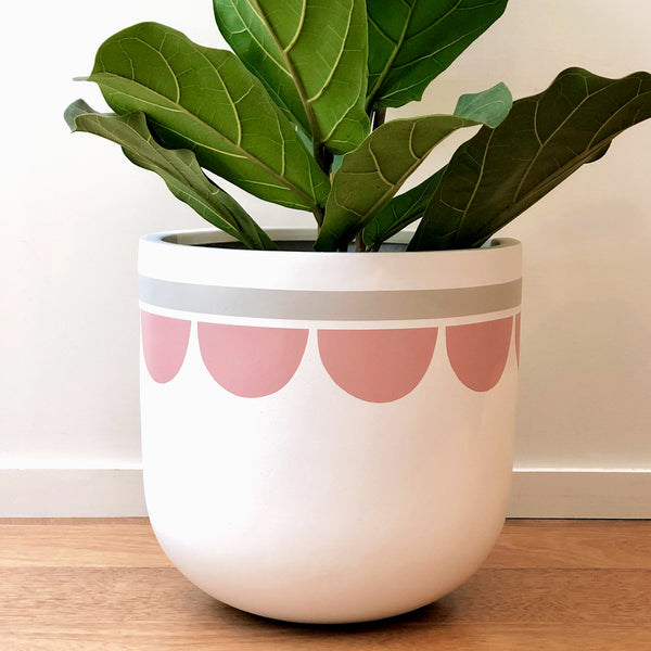 Medium Bloom Plant Pot in Pink and Dove Grey