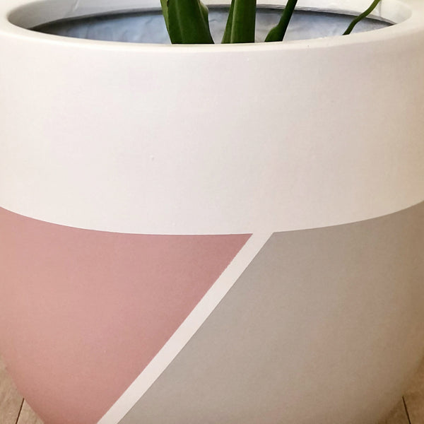Small Split Difference Plant Pot in Pink and Dove Grey